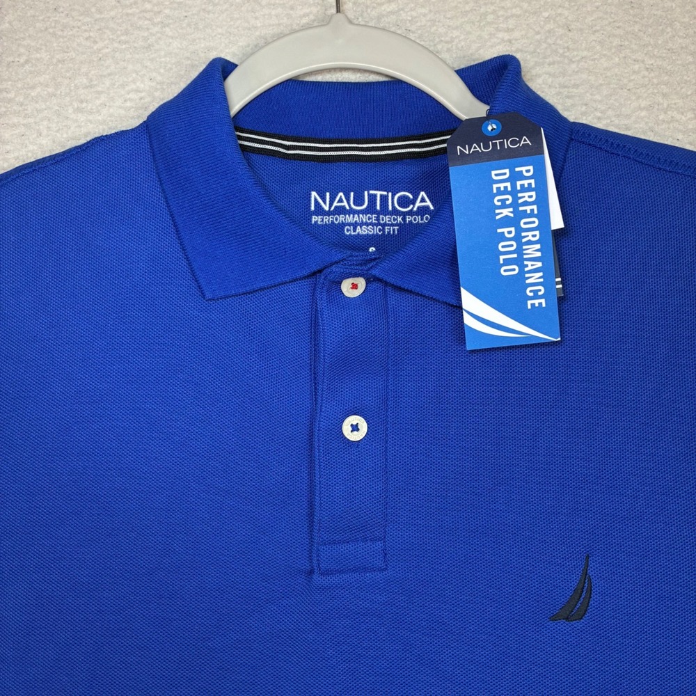 Nautica Performance Deck Polo Shirt Men S Blue Cotton Preppy Casual Nautical NWT